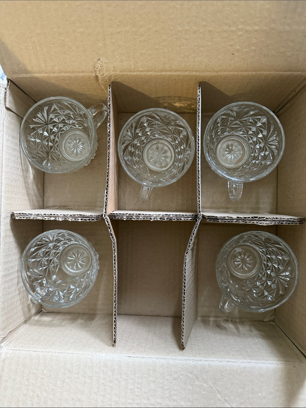 Mclaggan +co Clear Pressed Glass Mugs